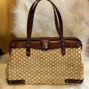 Classic Leather/Straw Handbag